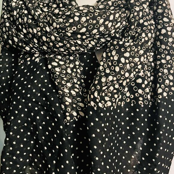 NWT Handmade Polka Dot Scarf by Sana – Classic Black & White Elegance - Picture 3 of 10